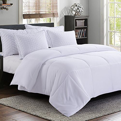 MANZOO Twin Comforter Duvet Insert White - Quilted Comforter with Corner Tabs - Hypoallergenic, Plush Siliconized Fiberfill, Box Stitched Down Alternative Comforter - Machine Washable