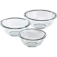 Pyrex Smart Essentials 3-Piece Prepware Mixing Bowl Set, 1-Qt, 1.5-Qt ,and 2.5-Qt Glass Mixing Bowls, Dishwasher, Microwave a