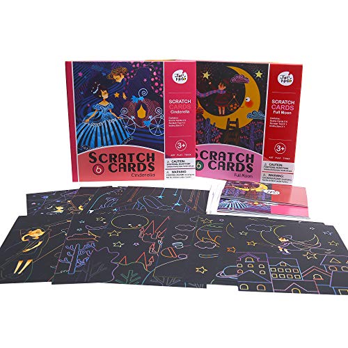 Jar Melo Scratch Art Cards Set Scratchboard for Adult and Kids Scratch Art Paper Rainbow Painting-2 Packs