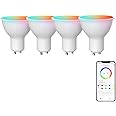 Broadlink GU10 Smart Bulbs, Bluetooth Color Changing 4.5W LED Track Light Bulbs with Music Sync, Fast Setup, Compatible with Alexa, Google Home, 40W Halogen Equivalent (4-Pack)