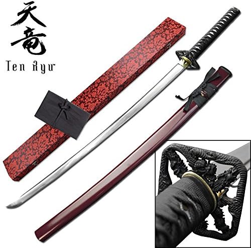 Ten Ryu 40.5" Ruby Red Carbon Sharp Blade Durable Samurai Katana Sword w/ Display Box