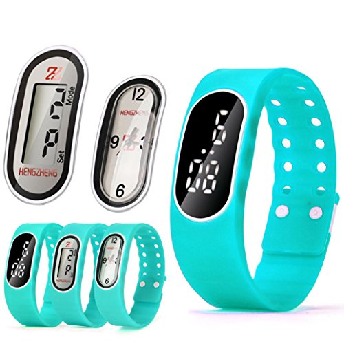 Sports Running Recorder,Coper ® 3IN1 Mens Womens Rubber LED LCD Quartz Watch Date Sports Bracelet Wrist Watch (Blue)