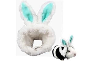 ANIAC Easter Guinea Pig Outfit Warm Kitten Hat with Bunny Ears Plush Small Animal Head Accessories Easter Costume for Kitty Hamster Rats Sugar Glider Hedgehog and Small Pet(Green)