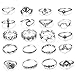 LOLIAS 20 Pcs Vintage Knuckle Ring Set for Women Girls Stackable Rings Set Hollow Carved Flowers