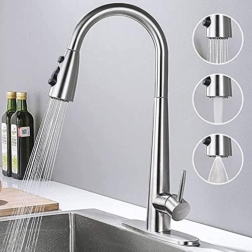 AMAZING FORCE Brushed Nickel Kitchen Faucet with Pull Down Sprayer