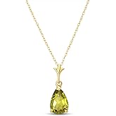 Galaxy Gold GG 14k Yellow, White, Rose Gold Pear-shaped Peridot Drop Pendant Necklace