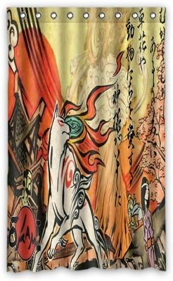 Personalized Custom Japanese Anime Amaterasu-White Wolf Thermal Insulation Blackout Living Room, Bedroom Window Curtain 52 "x84"