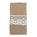 vLoveLife 8.5'' x 4'' Natural Hessian Burlap Cutlery Holder Pouch Bag with Lace Rose Flower Wedding Tableware Bags Favor - Pack Of 10