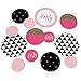 Chic 40th Birthday - Pink, Black and Gold - Birthday Party Giant Circle Confetti - Birthday Party Decorations - Large Confetti 27 Count