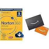Norton 360 Deluxe for up to 5 Devices + $10 Amazon.com Gift Card - Includes VPN, PC Cloud Backup & Dark Web Monitoring powere