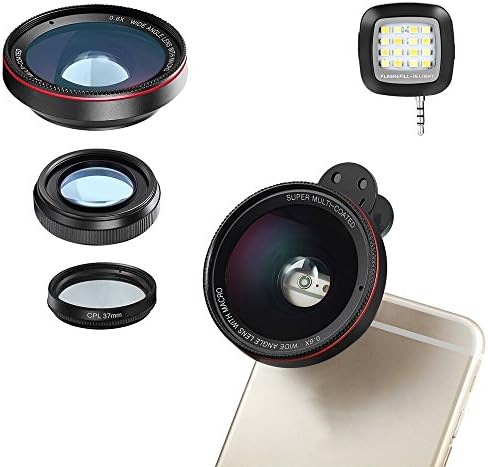 TEQStone Universal Phone Camera Lens, Professional HD Camera Lens for most Smartphones with 0.6X Super Wide Angle Lens , 15X Macro Lens and CPL Filter, 3 in 1 Cellphone Camera Lens Attachment