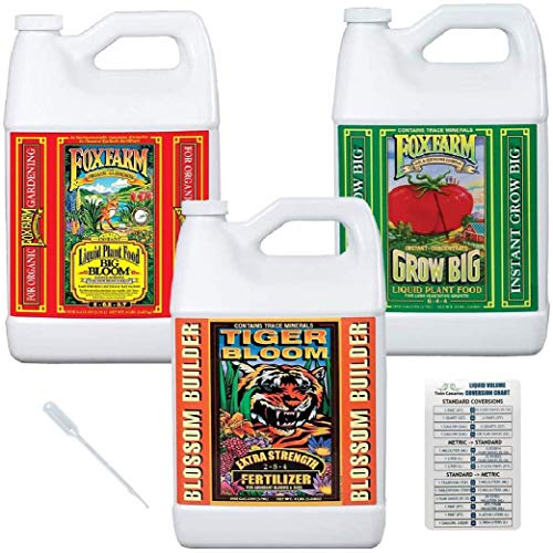 Fox Farm Liquid Nutrient Trio Soil Formula Big Bloom, Grow Big, Tiger Bloom (Pack of 3 1