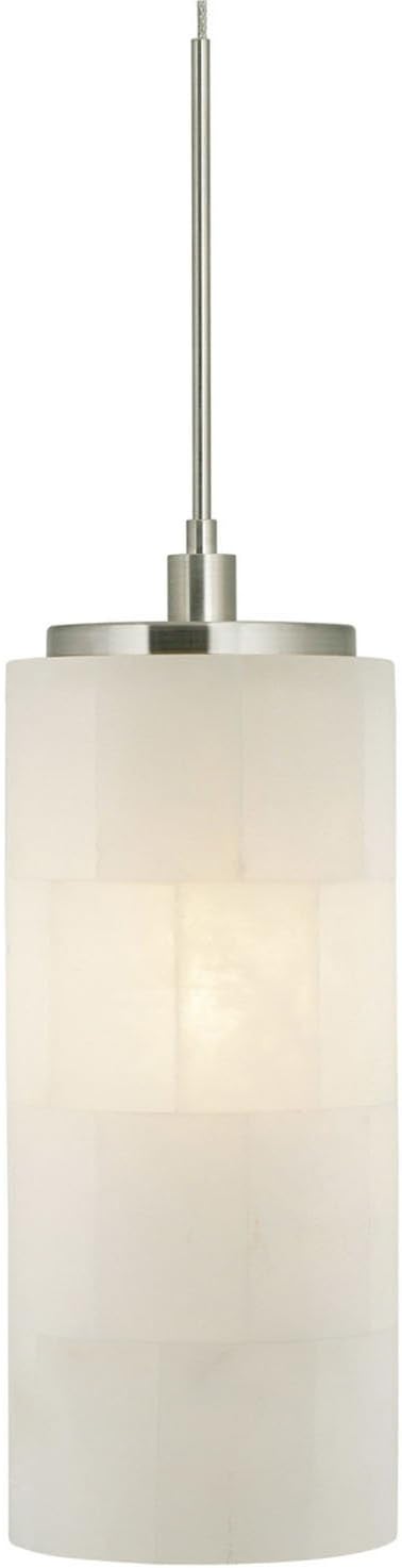 Stone Lighting PD132MBMSSNX3M Pendant, Satin Nickel Finish with Genuine White Mosaic Marble and Onyx Cylinders Shades