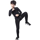 CVVTEE Boys Athletic Base Layer Compression Underwear Set 2pcs Thermal Long John for Kids