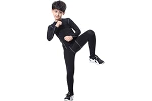 CVVTEE Boys Athletic Base Layer Compression Underwear Set 2pcs Thermal Long John for Kids