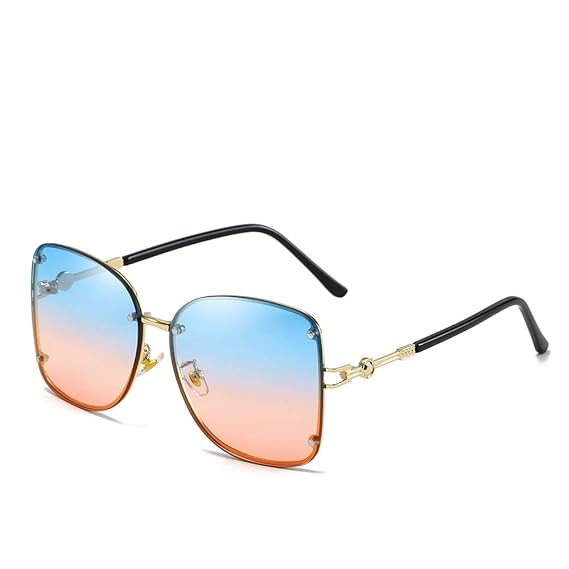 YIWU Neue Damen-Sonnenbrille Europäische und Amerikanische Trend Metal Square Sonnenbrille (Color : 6)
