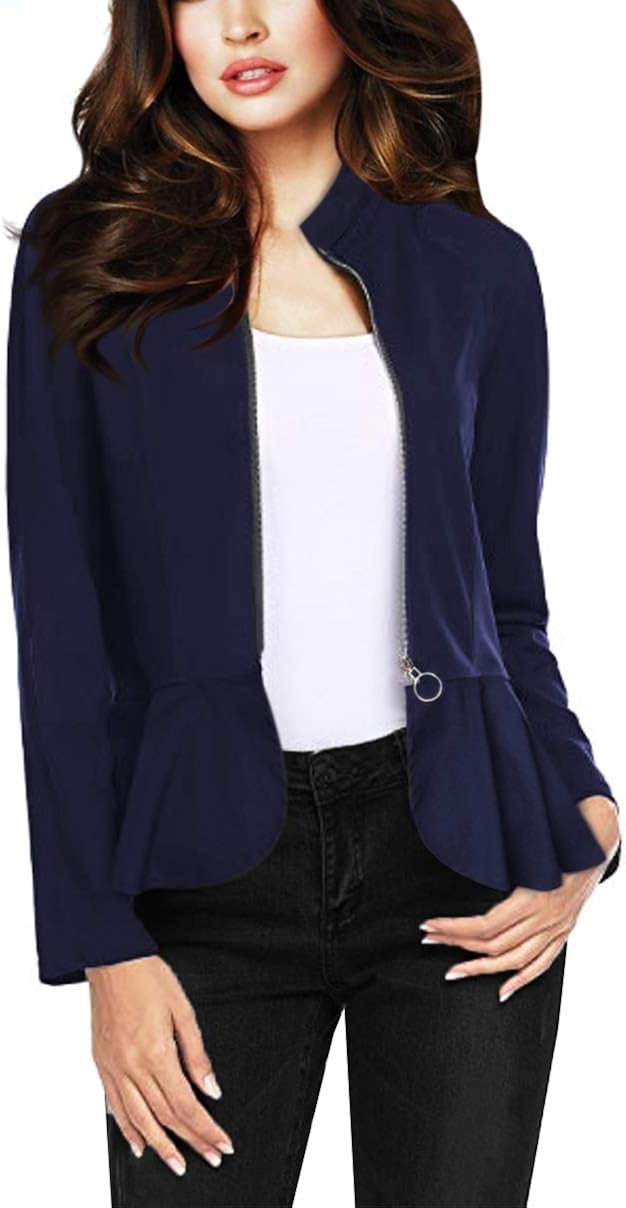 zip up blazer womens