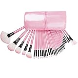 CoKate Makeup Brush Set, 32PC Eyebrow Shadow Makeup Brush Set with Pouch Bag Pink