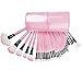 CoKate Makeup Brush Set, 32PC Eyebrow Shadow Makeup Brush Set with Pouch Bag Pink