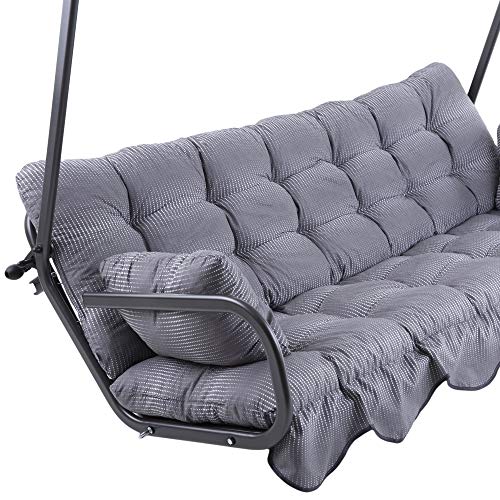 Patio Auflage Hollywoodschaukel 180 Bankauflage für Gartenbank Sitzkissen Rückenlehne Seitenkissen gesteppt grau mit… – Bild 3
