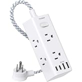 One Beat Power Strip Surge Protector, 1Ft Short Extension Cord Flat Plug | 6 Outlets with 4 USB Ports (2 USB C), Wall Mount Small Power Strip for Travel, Home Office College Dorm Essentials Station
