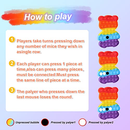 Cute Burgeen Pack Push Bubble Fidget Toys Set Squeeze Sensory Pop Toy Sets Packs, Rainbow Colors Fidget Toys Pack Stress Relief and Anti-Anxiety Tools for Kids Adults Family Game