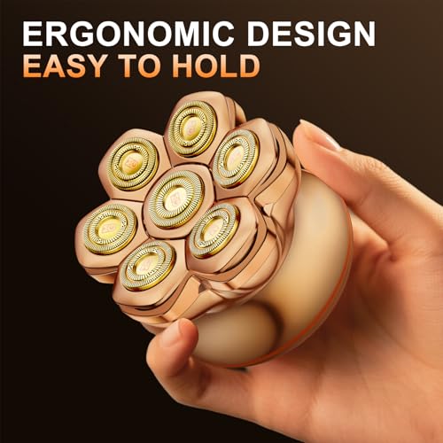 MAXGROOM PRO Head Shavers for Bald Men, Upgraded 7D Magnetic Shaver Blade, Extended Battery Life, 7500-8800Rpm Men's Shaver, IPX6 Waterproof, Ergonomic Design, Type-C Charging (Gold)