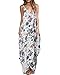 ZANZEA Women's Floral Print V Neck Spaghetti Strap Summer Bohemian Long Maxi Dress Beach Sundress Blue Flower XL