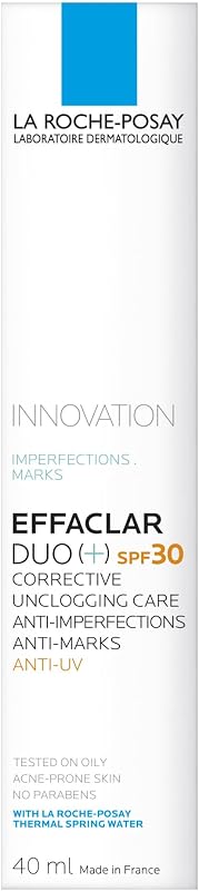 La Roche Posay Tratamento Anti-Imperfeições e Marcas com SPF30, Adequado para Peles Oleosas, Mistas ou Propensas a Acne, Fórmula com Aqua Posae Filiformis, Effaclar Duo (+), 40 ml