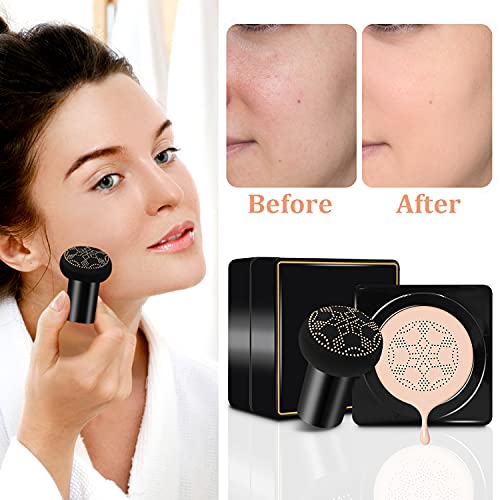 Pinkiou Air Cushions BB Cream CC Cream Mushroomhead Foundation Moisturizing Concealer Hyaluronic Acid Molecule Deep Moisturizing Brightens the Complexion and Lasts for a Ｌong Ｔime（Natural Color）