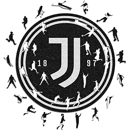 Iconic Puzzles, Juventus, Logo, 100% eco-sustainable wooden puzzle with official license,Size S, 150 Pcs