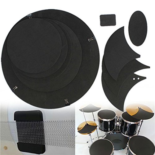 Easyflower Outdoor Camping Supplies Drum Kit Mutes,10Pcs Bass Snare Drum Sound Off Mute Silencer Drumming Rubber Practice Pad Set
