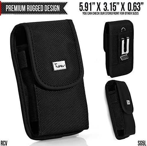 Kyocera DuraForce Pro Belt Pouch, TMAN [Rugged Vertical] Metal Clip Holster/Hook Loop Closure Cover with Belt Loop Carrying Protective - Fits Cellphone without any Case