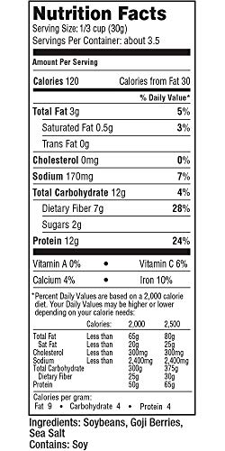 Seapoint Farms Dry Roasted Edamame Goji Berries Blend, 3.5 oz pouch, 12-Pack