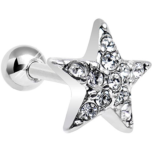 Body Candy Stainless Steel Clear Feel Like a Star Cartilage Tragus Earring 18 Gauge