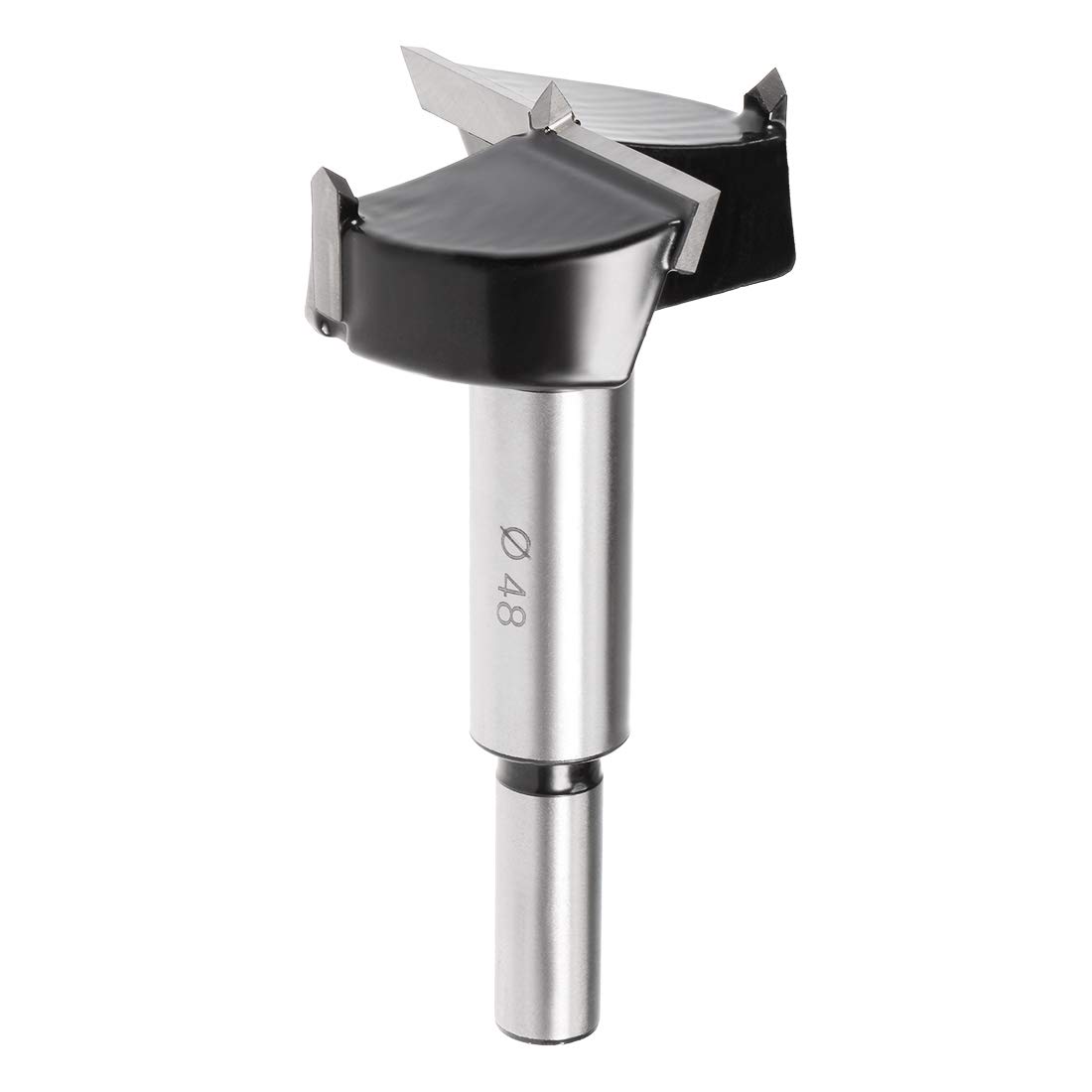 Sourcingmap Forstner Drill Bits 48mm, Tungsten Carbide Wood Hole Saw Auger Opener, Woodworking Hinge Hole Drilling Boring Bit Cutter (Black, Silver Tone)