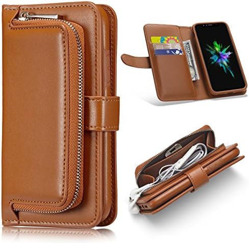 iPhone X Case, iPhone 10 Case, Hoofur Slim Fit Premium Leather iPhone X Wallet Case Card Slots Shockproof Folio Flip Protective Defender Shell for Apple iPhone X/10 (2017) (Brown)