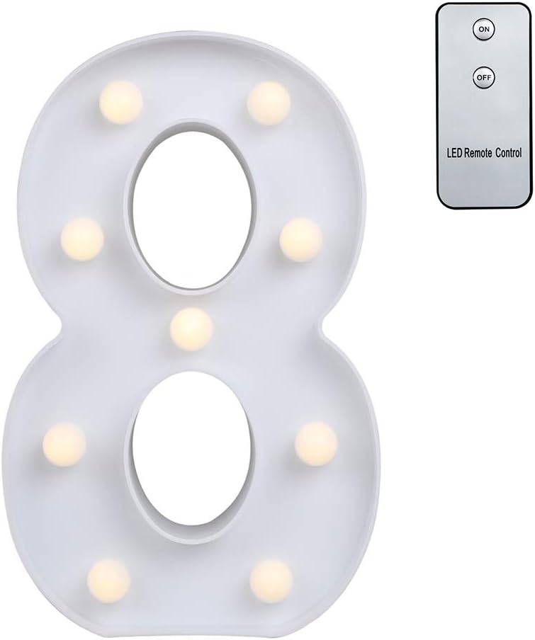 Carry360 LED Marquee Letters with Remote Control, Plastic LED Letter Lights Alphabet Light Up Sign Decoration, Letters A - Z, Numbers 0-9, Symbol & (8)