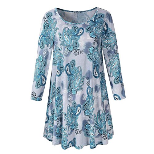 Scaling â™¥T Shirts for Women Womens Long Sleeve O Neck Floral Tops Ladies Summer T-Shirt Blouse (Gray, S)