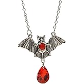 MIFYNN Gothic Vampire Bat Necklace Halloween Crystal Bat Pendant Necklace Vintage Punk Rock Bat Necklace Mystic Witch Jewelry Gift for Women