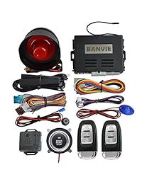 BANVIE Smart PKE Sistema de alarma de automóvil de entrada sin llave pasiva con botón de arranque del motor con un toque y arranque   parada del motor remoto (PKE + Alarma de 1 vía + Arranque remoto + Botón de arranque y parada)