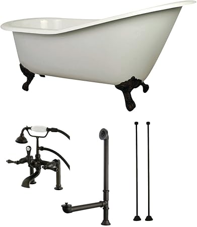 Kingston Brass Kct7d653129c5 Aqua Eden Tub With Faucet Drain And