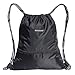 Esvan proof Gymbag Large Drawstring Backpack Gymsack Sackpack For Sport Traveling Basketball Yoga Running(Black)