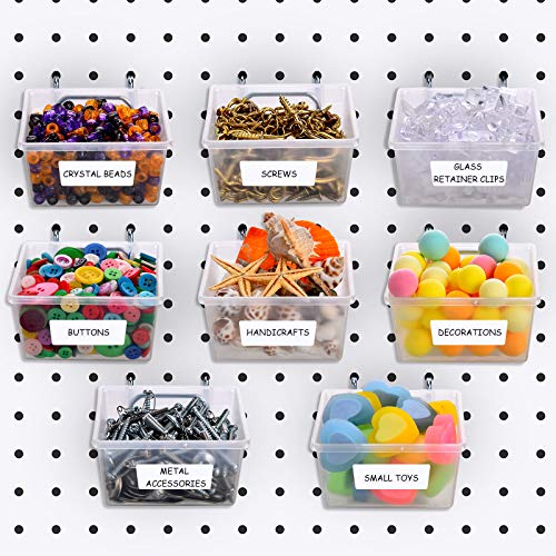 Pegboard Bins with Hooks and Labels, Pegboard Bins Kit DIY Pegboard