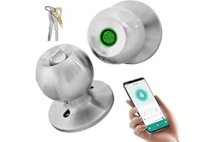 GENERIC Smart Fingerprint Door Lock for Bedroom, Keyless Entry Door Knob with Handle and Backup Keys, Biometric Lock for Front Door, Hotel, Office, Apartment