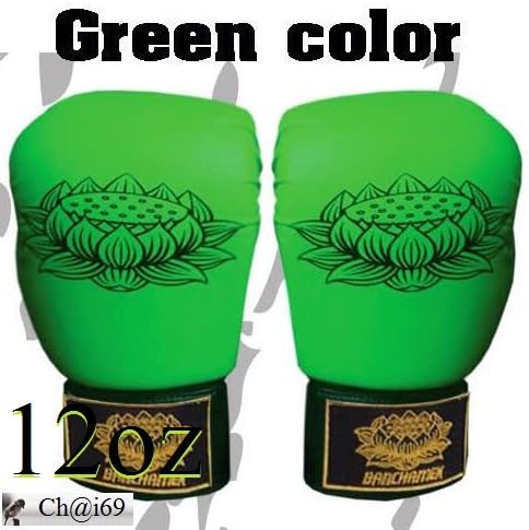 Buakaw Banchamek Boxing Gloves (Leatherette) Green-black Color, Size 12oz