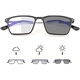 YIMI Blue Light Blocking Glasses Photochromic Gray Sunglasses for Men and Women Day Night Gaming TV Phones Computer Eyeglasses UV Protection Anti Glare Shade Lightweight Eyewear Full Frame Spectacles