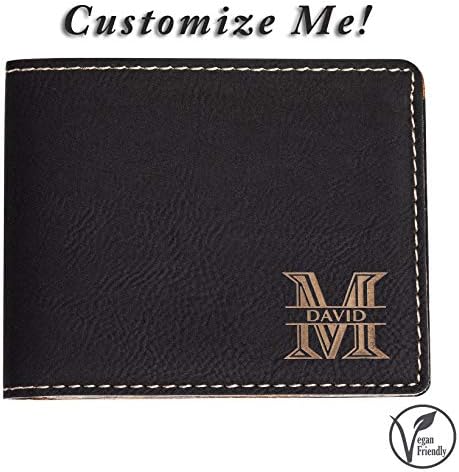 Emenar Custom Personalized Wallet Vegan Leather Bifold Slim Wallet for Men, Perfect Gift