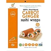 Carrot Ginger Sushi Wraps (5 Count) &ndash; Vegan, Gluten-Free, Plant-Based Low-Carb Wraps &ndash; Non-GMO, Paleo-Friendly Alternative for Sushi Wraps &amp; Rolls