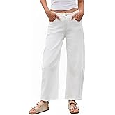 PEIHOT Mid Rise Barrel Jeans for Women Trendy Boyfriend Stretchy Baggy Cropped Denim Pants with Pockets